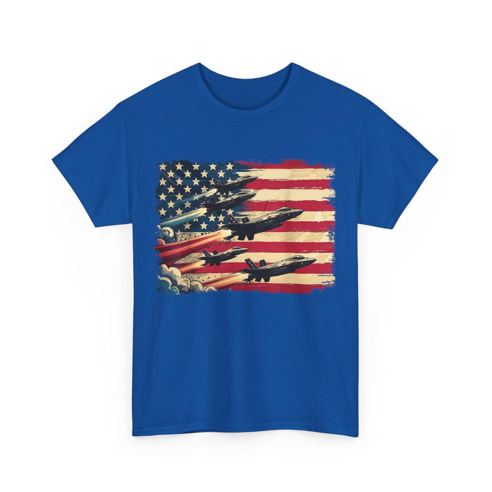 4th of July Shirt, American Flag Fighter Jets Fourth of July T-Shirt S
