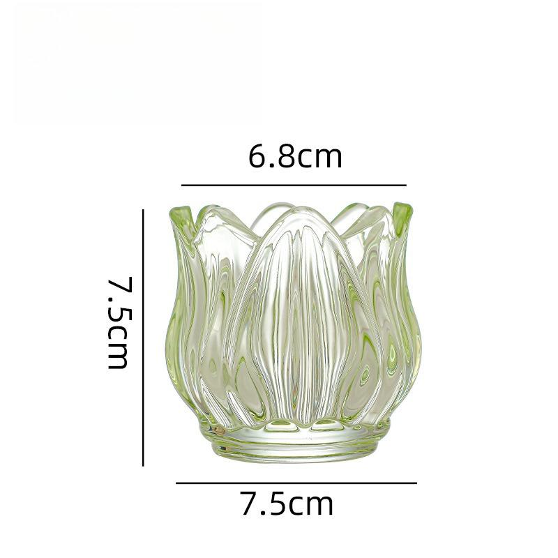 Glass Tulip Candle Cup, Atmosphere Decoration, Photo Prop, Candlestick, Lotus-shaped Candlestick, Candle Utensils