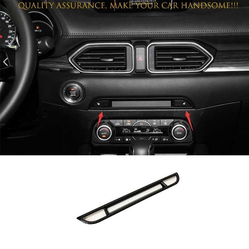 For Mazda CX-5 2017-2024 Carbon Fiber Console CD Switch Control Panel Trim 2PCS