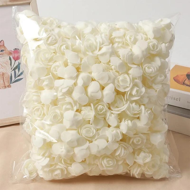 50/100/200Pcs 3.5cm Artificial Flower Foam PE Rose Heads DIY Valentine's Day Roses Wedding Candy Box Decoration Bride Accessory