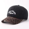 New Color Matching Leopard Print Pure Cotton Denim Baseball Cap European and American Fashion Embroidery Letter Curved Brim Cap