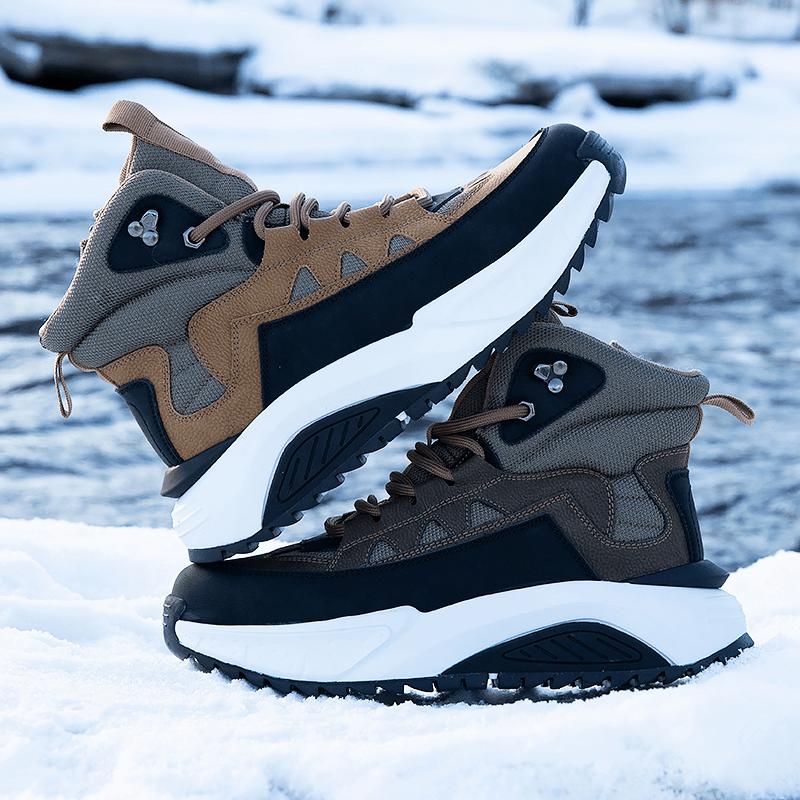 Thick-soled Men's Winter Boots, Mid-top Men's Hiking Shoes,  New Style Spring and Autumn Men's Outdoor Travel Casual Shoes