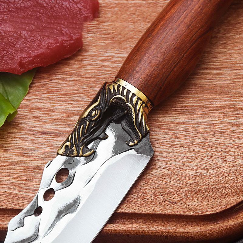 Handmade Forged Stainless Steel Camping Barbecue Outdoors Fishing Kitchen Meat Fruit Cutting Knife
