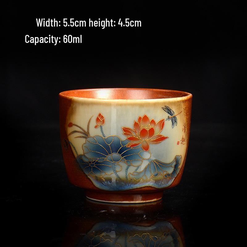 Qingshui Keramik-Teetasse aus Holzfeuer: Retro Glasierte Kung Fu Teetasse