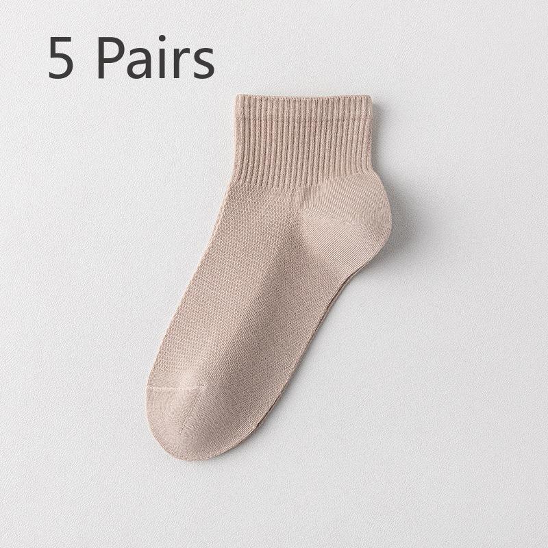 5 Pairs of Men's Summer Thin Cotton Antiodor 7a Antibacterial Student Sports Socks