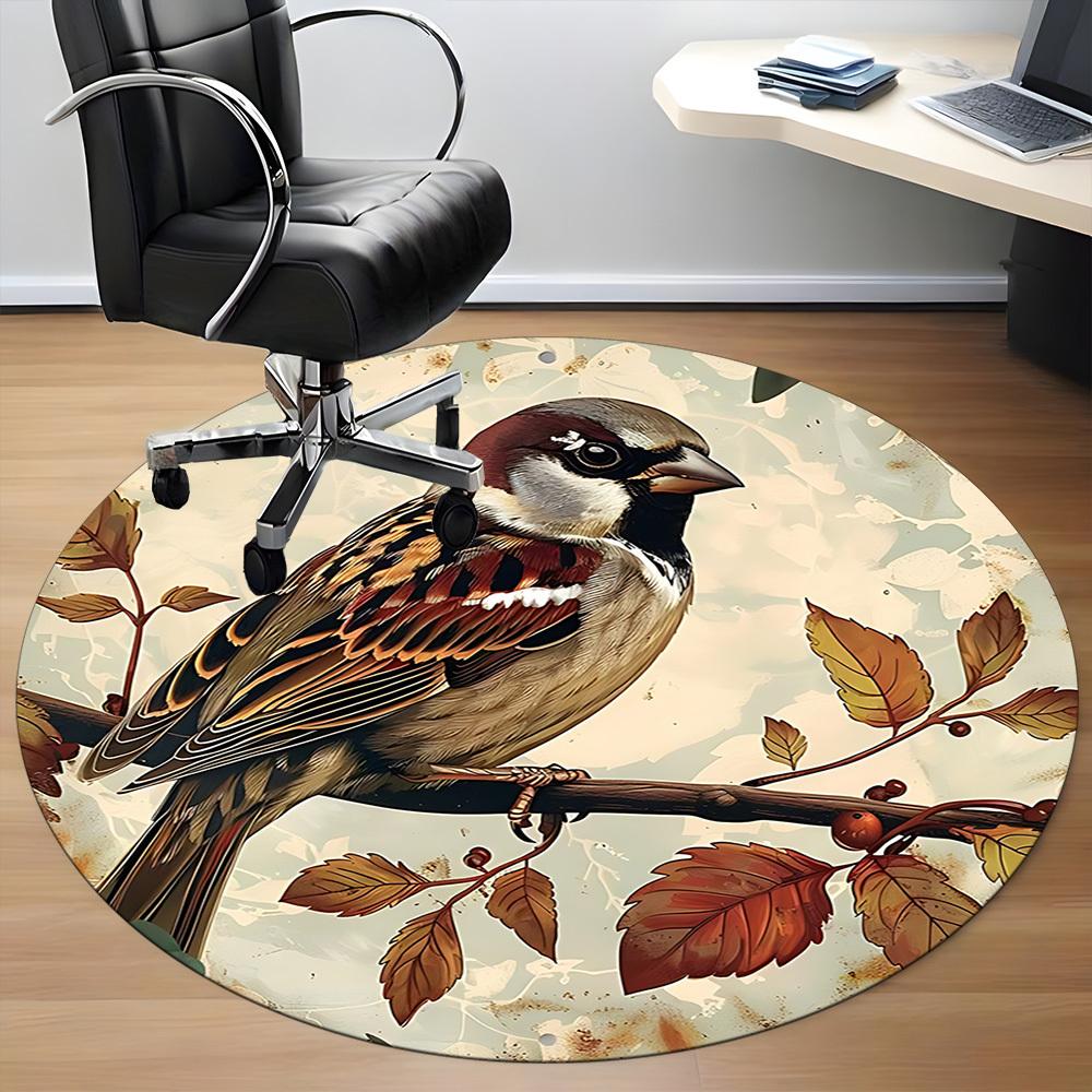 1PC Bird Office Round Area Rug, Mat Suitable For Office, Under Office Chairs Bedroom Living Room Home Decor, Room Deco