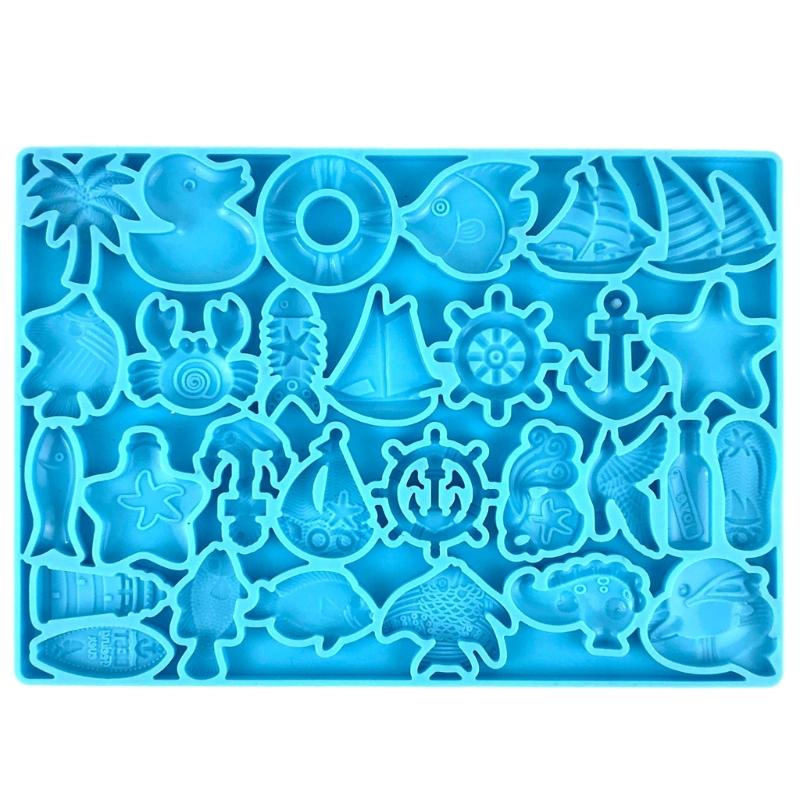 Resin Shaker Filling Mold,Silicone Fish Mold Epoxy Resin Mold Filler Quicksand Casting Filling Mold for Jewelry Making 1 синий