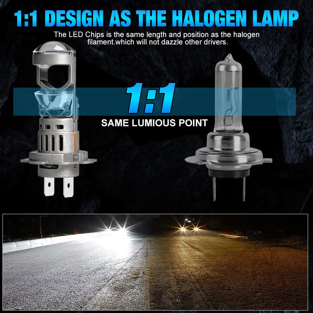 2 Adet H7 LED Projektör Merceği Far Ampulü H4 Canbus Araç Motosiklet Işığı Mini Kablosuz Turbo 40000LM Otomatik Sis Lambası Tak & Çalıştır Far 6500K Beyaz