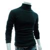 Høst Menn Ensfarget Rullekrave Langermet Genser Slim Strikket Pullover Topp