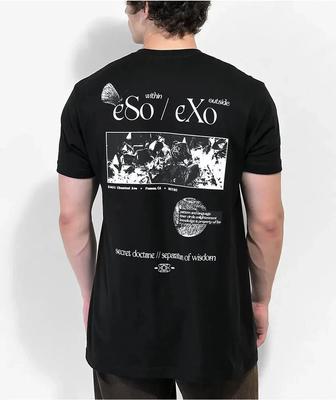 Dravus Herrenhemd „Eso Exo Within Outside Secret Doctrine“, schwarz, neu mit Etikett, Größe 2XL