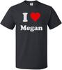 I Love Megan Red Heart Graphic T-shirt