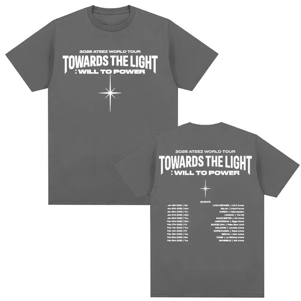2026 Ateez World Tour Towards The Light Will To Power T Shirt Men Women's Korean Fashion Hip Hop Oversized Short Sleeve T-shirt