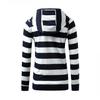 Long Sleeve Women Striped Hooded Sweatshirt with Zipper Pocket and Drawstring