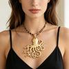 Leopard Print Octopus Dragonfly Matte Gold Pendant Necklace