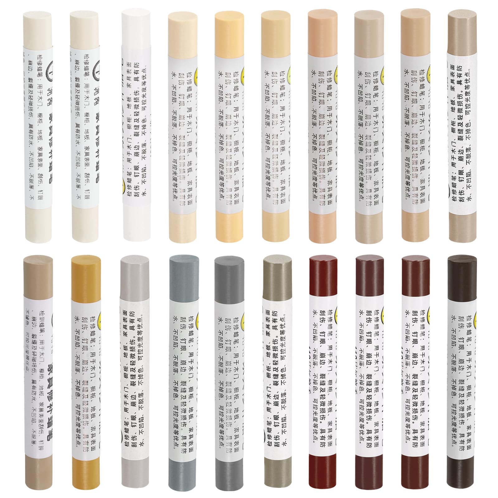 

uxcell Furniture Repair Wax Crayon Wood Repair Stick Furniture Marker for Wood and Laminate Covers Kit, 20-Piece Touch-Up, Scratches, Holes, Tables,
