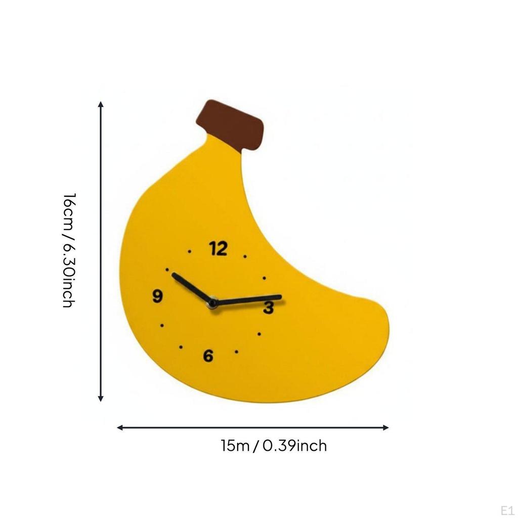 Stille Bananen-Wanduhr Ohne Bohren Cartoon Niedlich Wohnkultur für Küche, Kühlschrankbereich