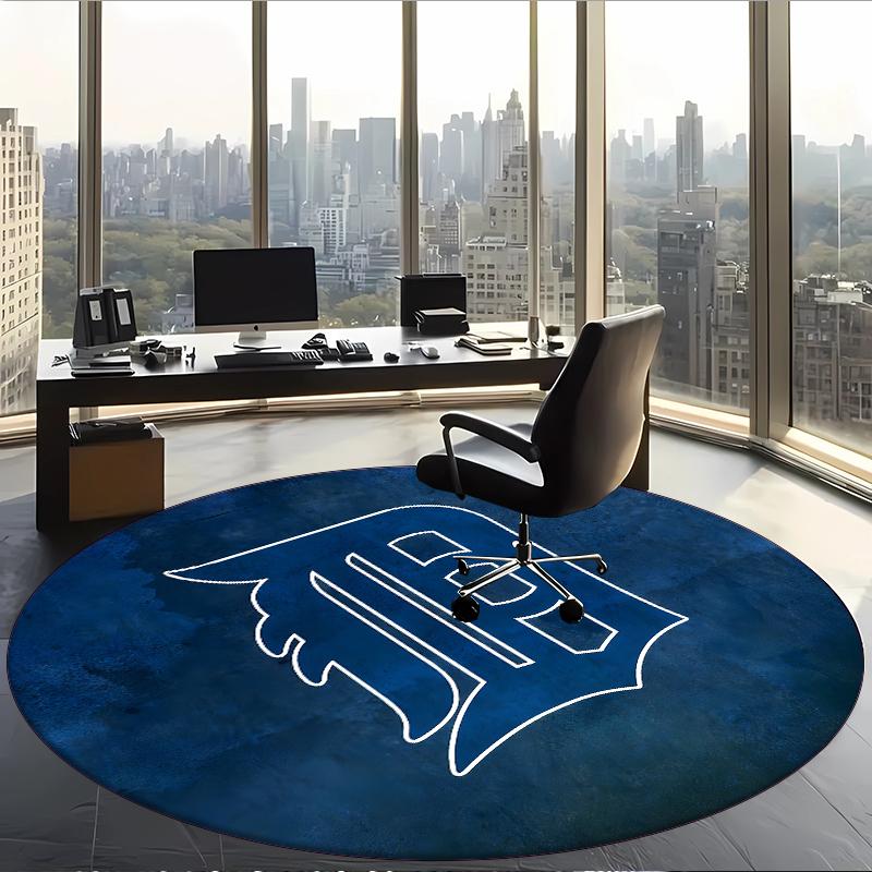 Detroit Tigers (5) Round Office Rug Decorative Floor Rug for Office Bedroom Living Room and Home Space