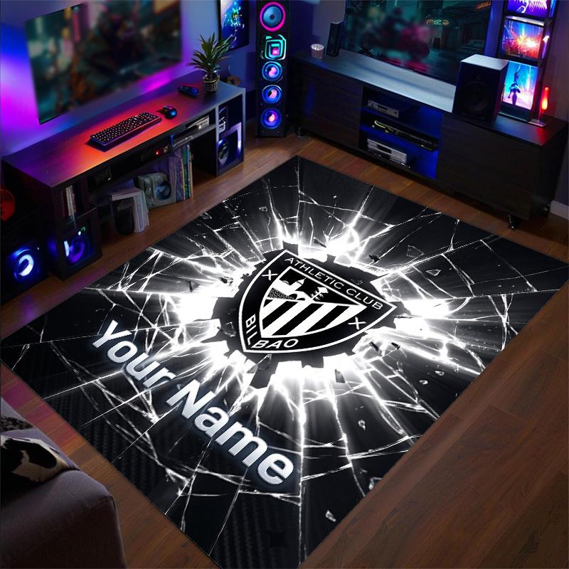 Crystal Velvet Rug Athletic Bilbao FC Print Custom Name Text Floor Mat Home Decor