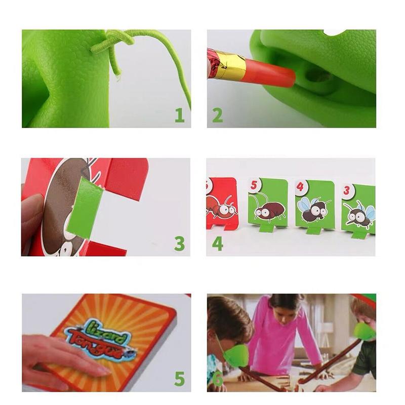 Frog Lizard Mask Tongue Wagging Game Lick Cards Stress Relief Funny Desktop Puzzle Toy Kids Family Party Interactive Gift