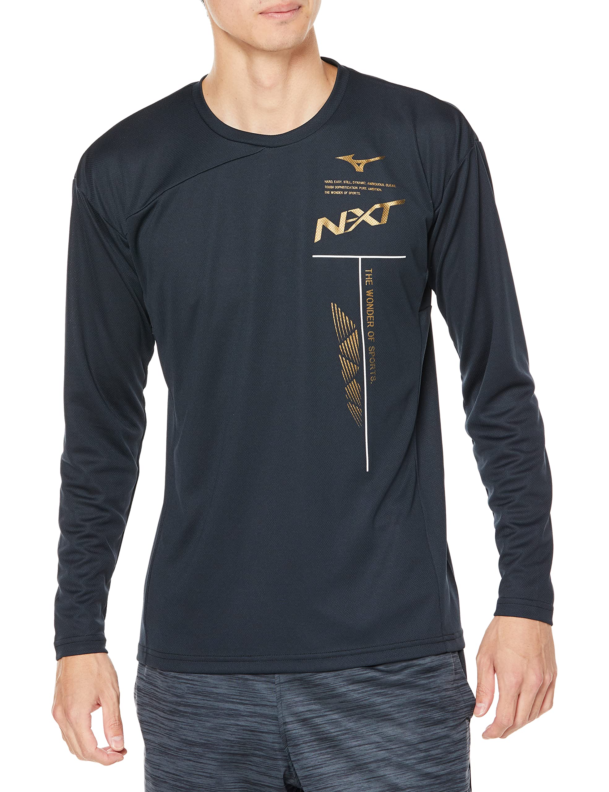 

Mizuno Volleyball Practice Long Size S N-XT Shirt, Sleeve, V2MA2510, Black/Gold,