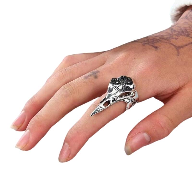 Anello Testa di Uccello Regolabile Leggero Lega di Zinco Gioielli Retrò Accessori Dita Fatti a Mano Per Uomini e Donne