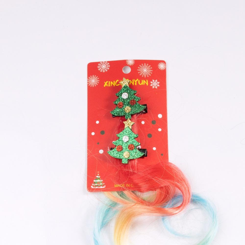 Colorful Wig Christmas Hair Clip Christmas Tree Bowknot Hairclip Princess Girls Wig Hairpin Gift