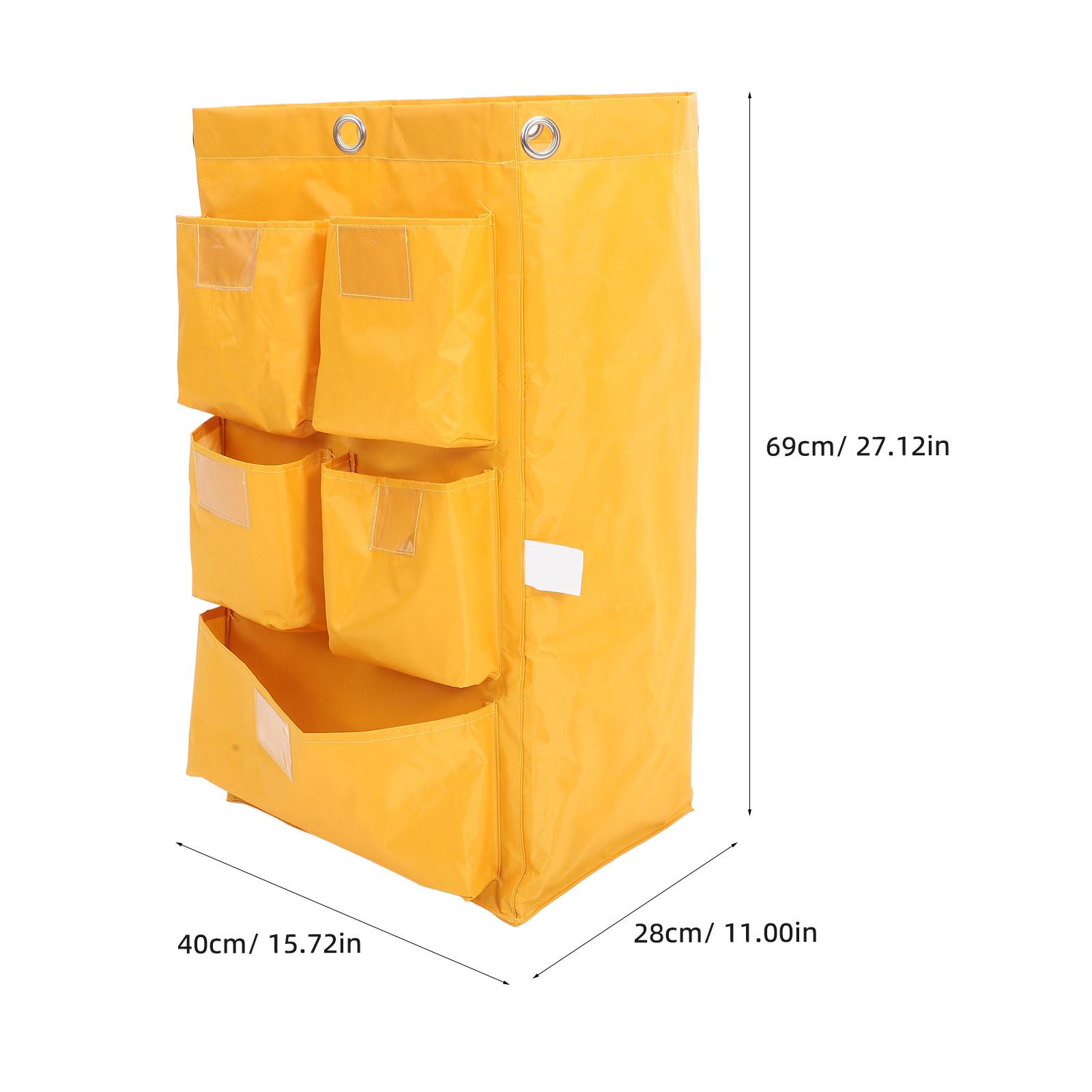 Janitorial Cart Bag Heavy Duty Thick Fabric Cleaning Supply Organizer for Housekeeping Carts Trash Collection and Storage жёлтый
