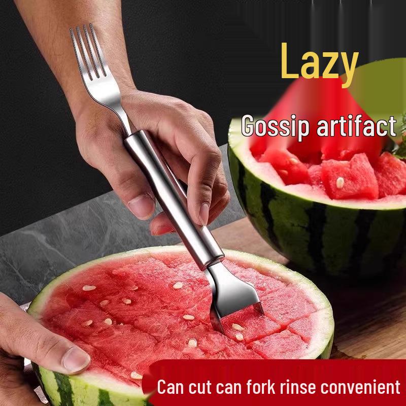 Stainless Steel Dual-Head Watermelon Cutter & Fruit Fork - Multi-Functional Slicer with Newcomer Discount