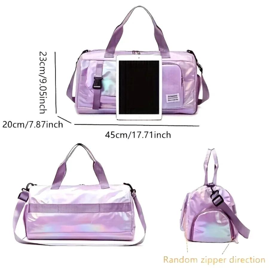 Large Capacity Women's Nylon Travel Duffel Bag,Weekender Gym Tote with Shoe Compartment Men's Versatile Sports & Fitness Carry-On