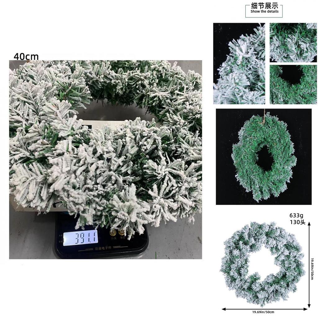 Wholesale 2023 New Christmas Wreath With Snowy Pvc Vine For Decoration In Shopping Mall And Window Display Small Medium And Large Sizes