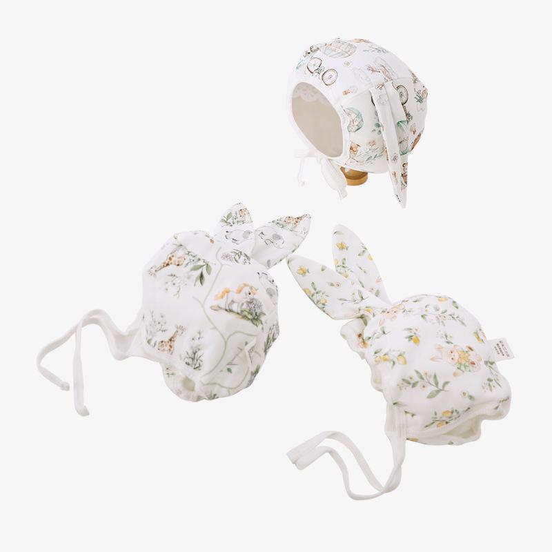 Bunny Ear Knitted Newborn Bonnet - Windproof Hat for 0-12 Months
