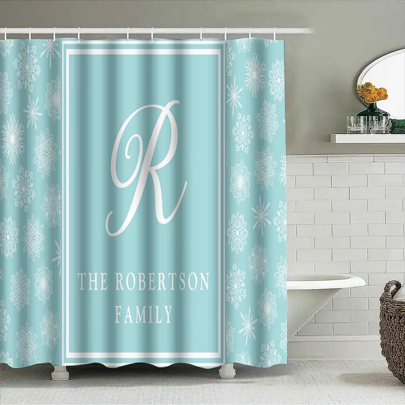 Decorative Shower Curtain Japanese Art Inspired Wave Pattern with Crane In Red Circle Background for Bathroom Decor.