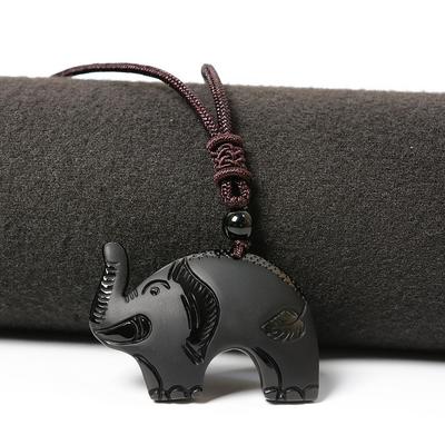 Obsidian Ganesha Pendant: Ethnic Crystal Sweater Chain for Men & Women