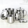 Stainless Steel Water Cup with Lid Handle Hot Cold Beverage Mug for Camping Picnic BBQ Corrosion Resistant Easy Clean Single Wall Air Beer Cup