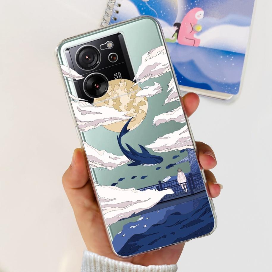 For Xiaomi 13T Pro Case Fashion Flowers Shockproof Soft Silicon Protector Clear Coque For Xiaomi 13T Phone Cases Mi 13TPro Funda