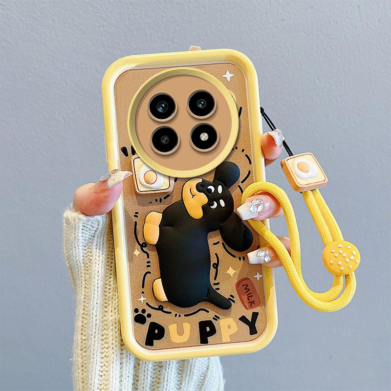 KEYSION Shockproof Case for Realme 13 Pro 5G with Lanyard Silicone Cute 3D Cartoon Doll Phone Cover for Realme 13 Pro+ 5G