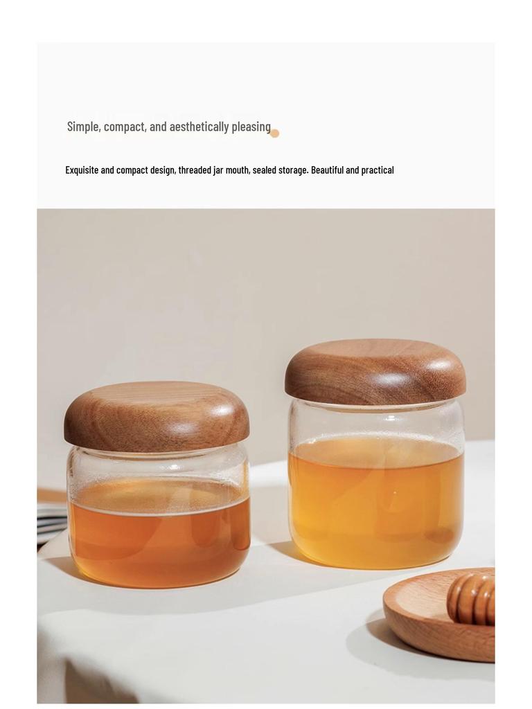 Luftdichtes Glasvorratsglas mit Holzdeckel für Honig, Kaffeebohnen, Marmelade oder Trockenwaren