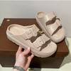 Fashion Thick Soled Slippers for Women's 2025  Summer New Outdoor Wear Double Strap Sandals Anti Slip Breathable Soft Soled Beach Shoes