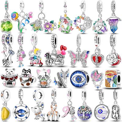 Newest Stunning Charms Bead Copper Lover Flowers Dangle Cute Pets Pendants Fit Original Mula Bracelet Diy Jewelry