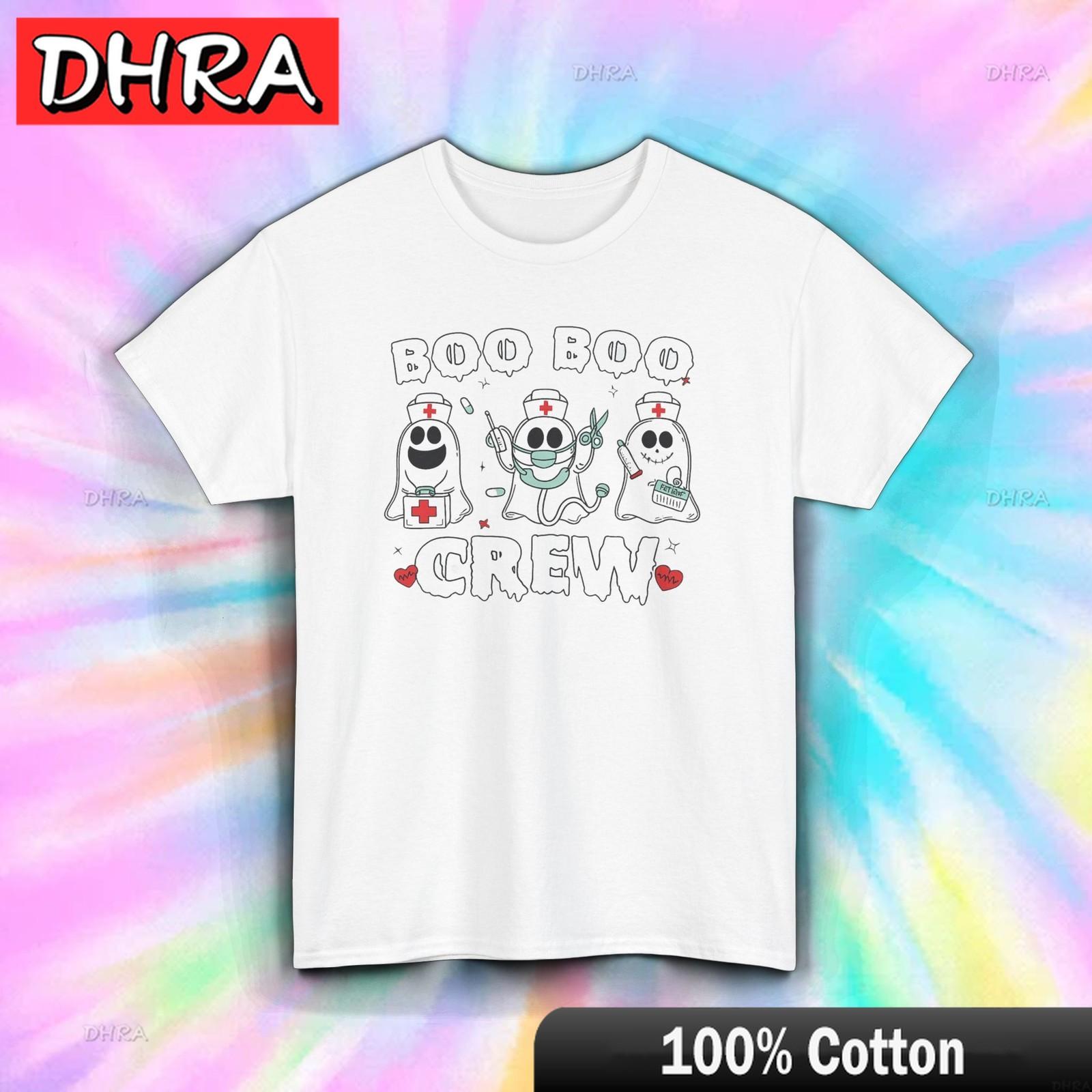 Boo Boo Crew Nurse Shirt Funny Ghost Halloween Medical Scrub Tee Retro Fresh Cute Graphic Male Tshirts Chic Cute Bold Tees S