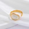 Anello in Acciaio Titanio Placcato Oro - Elegante Stile Ins da Donna con Sensazione di Alta Gamma e Design Semplice, Influenza Europea e Americana.
