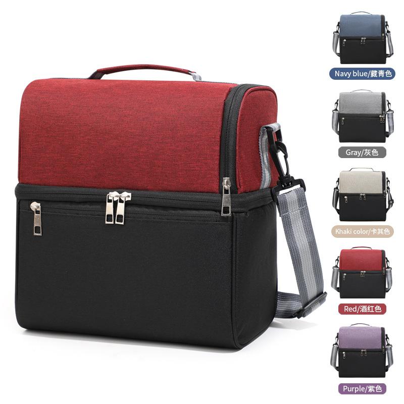 Large Capacity Double Layer Crosbody Lunch Bags Thermal Insulation Picnic Food Beverage Bag Outdoor Ice Bag Travel Storage Bags