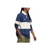 Adidas Originals Trefoil Contrast Logo Print Long Sleeve Polo Shirt Men Top Blue White IP7174