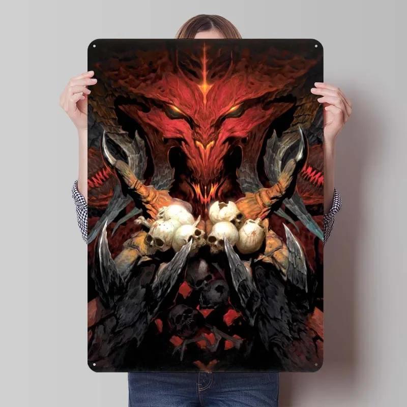 

Diablos Металлическая табличка Настраиваемые игровые постеры Украшение игровой комнаты Мужская винтажная жестяная табличка для украшения комнаты геймера Настенное искусство 7.9x11.8In(20x30cm)