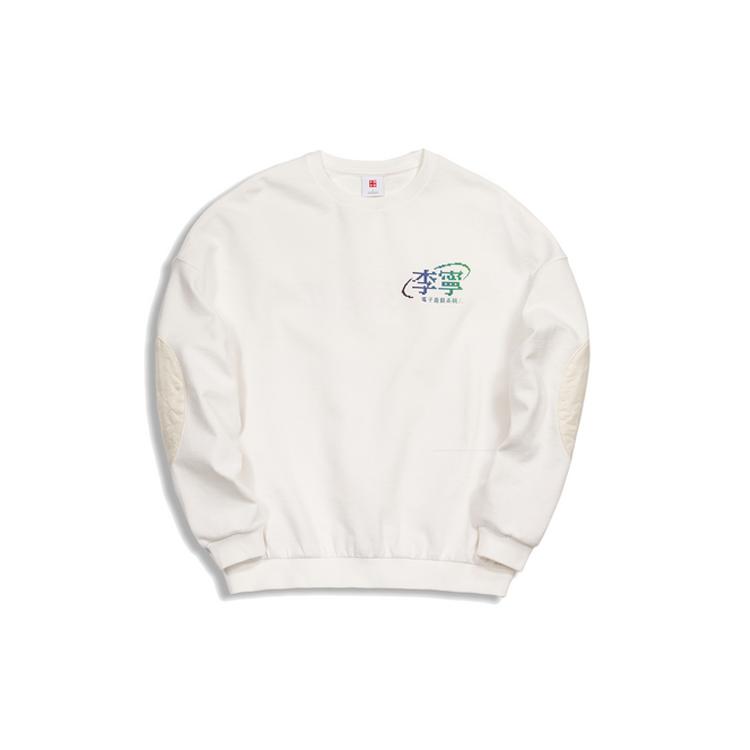 Li Ning Sweatshirts Men s White Crew Neck Moderate Regular AWDQ635-2 XXL