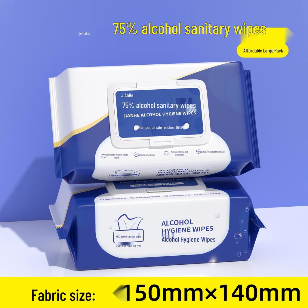 Medical-Grade 75% Alcohol Disinfection Wipes with Lid, Thickened for Adult Home Use