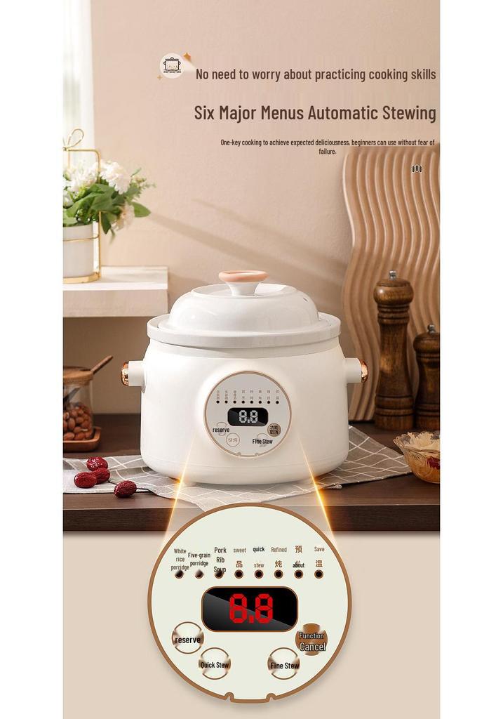 Porridge & Soup Stewing Electric Purple Clay Pot - Multifunctional Ceramic Health Cooker