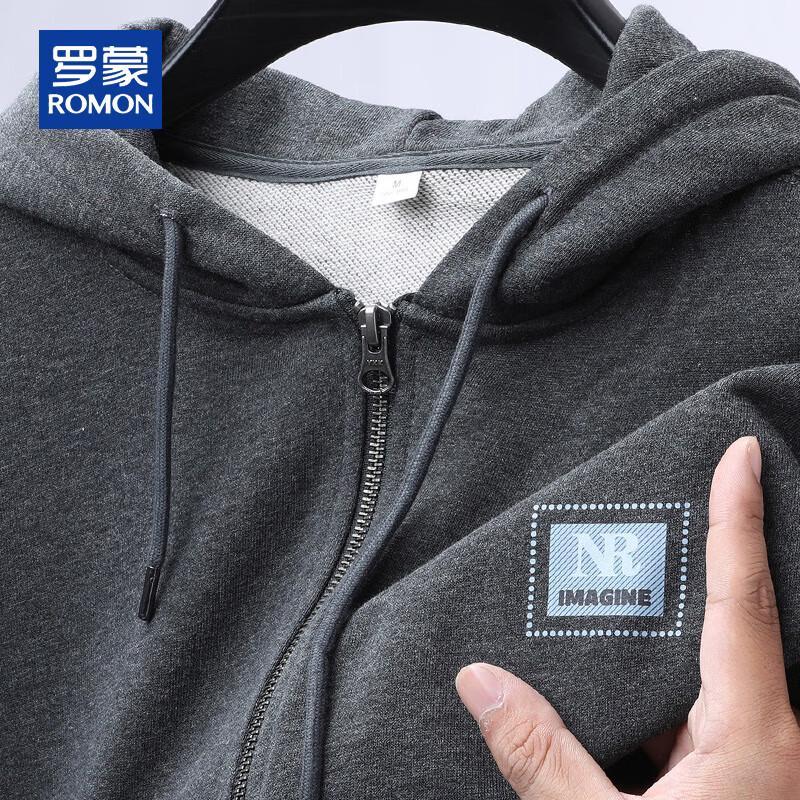 

ROMON Men s Loose-Fit Hooded Zipper Sweatshirt Jacket L