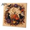Handgemachtes Geschenk für Bastelfreunde 2 Stück Halloween Kunst mit Kunstperlen, Geisterkürbis Hexe Krähe Malerei DIY Funkelndes Perlen-Set Kit, 3D Totenkopf