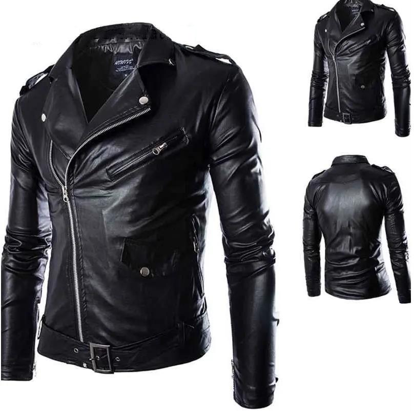 Autumn and Winter Plus Size Leather Jacket Casual Fashion Men's Leather Slim-fit Jacket European and American Motorcycle Leather Jacket Men's